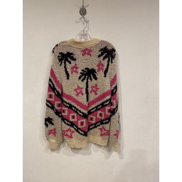Le Superbe Bonfire Beach Palm Wool Sweater Womens Medium Beige Knit Pullover - Picture 4 of 4